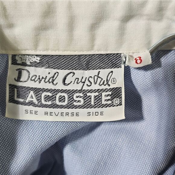 70s Vintage DAVID CRYSTAL LACOSTE Blue White Short Sleeve Dress - Size 8 - Picture 10 of 10